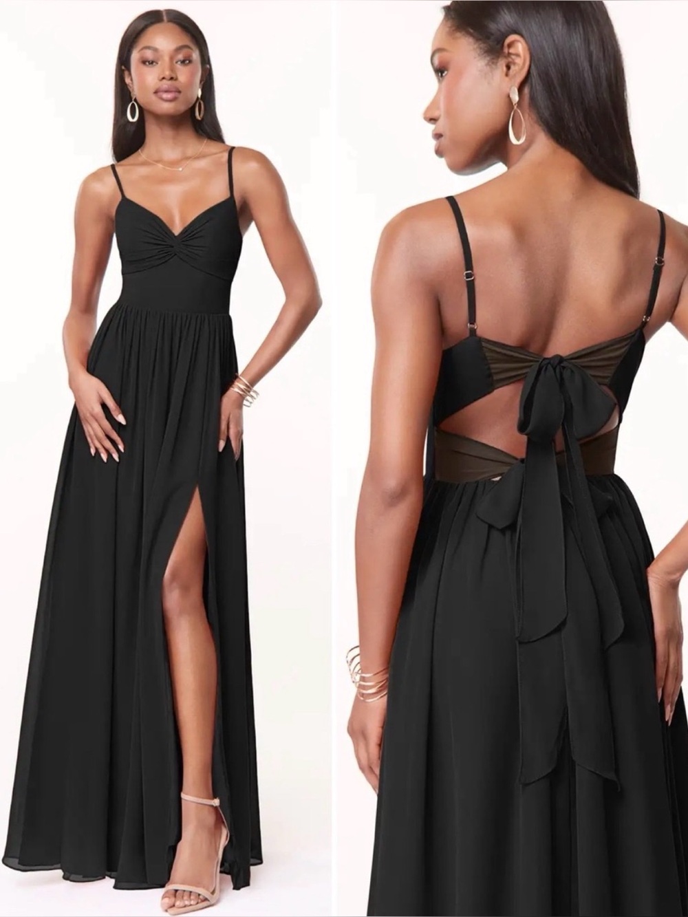 NWT Azazie Zeya Chiffon Black Bridesmaid dress custom size 0